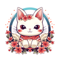 Cartoon Style Cute Kitty Cat No Background Appliable to any context Perfect for Print on Demand Merchandise AI Generative png
