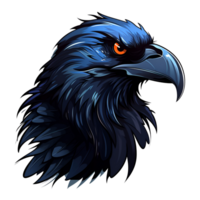 Raven Artistic Cartoon Style No Background Perfect for Print on Demand Merchandise AI Generative png