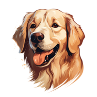 Artistic Style Golden Retriever Painting Drawing Cartoon Golden Retriever No Background Perfect for Print on Demand Merchandise AI Generative png