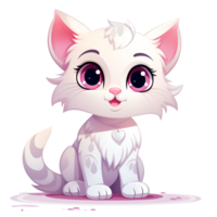 Cartoon Style Cute Kitty Cat No Background Appliable to any context Perfect for Print on Demand Merchandise AI Generative png