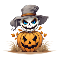 Cartoon Style Halloween Scarecrow Strawman Pumpkin Monster No Background Transparent Background Applicable to any Context Perfect for Print on Demand Merchandise AI Generative png