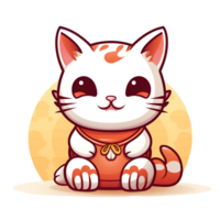 Cartoon Style Cute Kitty Cat No Background Appliable to any context Perfect for Print on Demand Merchandise AI Generative png