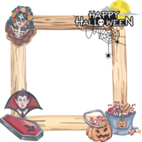 Halloween frame with wooden. png