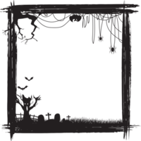 Silhouette halloween scary frame. png