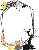 Halloween scary frame on transparent background. png