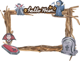 Halloween frame with wooden. png