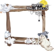 Halloween frame with wooden. png