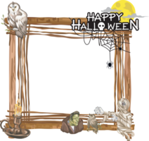 Halloween frame with wooden. png