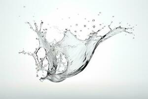 Water splash isolated on white background. Ai generated. photo