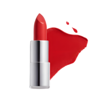 rojo lápiz labial manchado cosmético en transparente. ai generado png