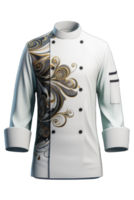 Chef jacket mockup, front view, 3d rendering. Empty cotton master protect overcoat mock up , isolated. Clear service or chief clothe barathea mokcup template, AI Generated png