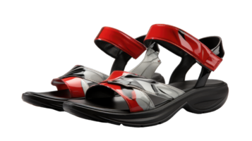 röd och svart tillfällig stil läder sandal med vit bakgrund och kopia Plats för text och logotyp, ai genererad png