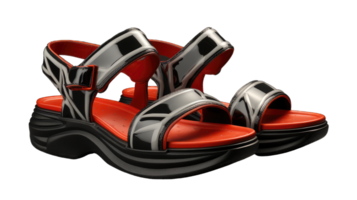 Red and black Casual Style leather Sandal with white background and copy space for text and logo, AI Generated png