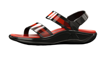 Red and black Casual Style leather Sandal with white background and copy space for text and logo, AI Generated png