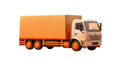 3d realistic delivery truck with shadow isolated on transparent background, AI Generated png