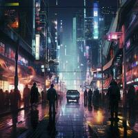 Dive into a futuristic cyberpunk cityscape in this captivating 4K anime  wallpaper 26481313 Stock Photo at Vecteezy