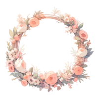 floral guirlanda com flores e folhas, ai gerado png