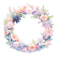 floral couronne avec fleurs et feuilles, ai généré png