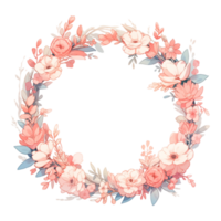 floral guirnalda con flores y hojas, ai generado png