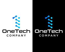 Number one technology connection logo design. vector