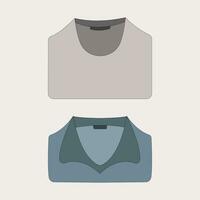 Set of colored men's stacked t-shirts on a white background vector