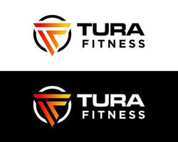 TF letters monogram fitness sport logo design. vector