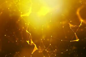 Abstract background Dot and connect line for cyber technology futuristic and network connection concept with dark and grain processed wide screen ratio photo