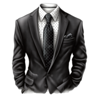 Male formal black suit with polka dot png ai generative