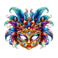 colorido carnaval mardi césped máscara con pluma png ai generativo