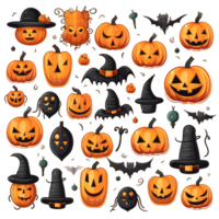 happy halloween decor elements isolated background ai generative png