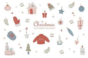 Vector collection with cute Christmas elements for happy holidays design