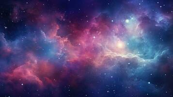 Colorful cosmic universe with stunning galaxy, shining stars in space background photo