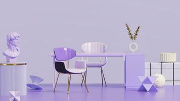 Two chair and Art deco and geometric shapes. beauty product presentation. advertisement. Studio, abstract 3D render photo