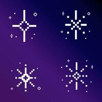 Blur white sparkle pixel art style on night sky background vector