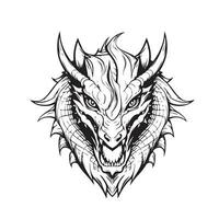 Angry Dragon sketch hand drawn. Symbol and sign of new year vector