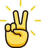 victory hand icon emoji sticker vector