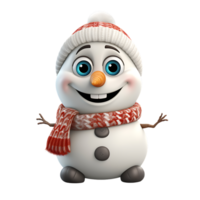 3d bonhomme de neige mascotte personnage ,ai génératif png