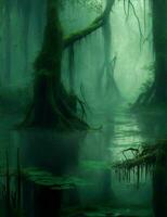 swamp forest, forbidden forest illustration photo