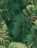 seamless wallpaper tropical leaves 50s style illustration photo