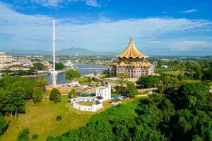 scenery of the waterfront of Sarawak river in Kuching, Sarawak, east Malaysia photo