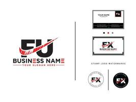 Initial Fu Brush Letter Logo, Unique FU Logo Letter Design vector