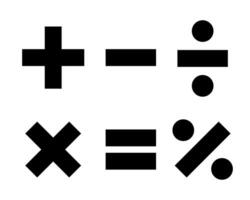 suma, sustracción, multiplicación, división, y igualdad de matemáticas símbolo icono vector