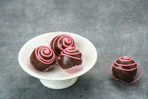 Chocolate Balls filled with bread crumbs photo