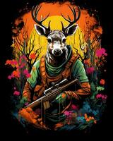 Action Deer Hunting Man artistic journey through the great Vector illustration Background photo