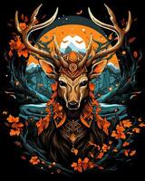 Action Deer Hunting Man artistic journey through the great Vector illustration Background photo