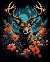 Action Deer Hunting Man artistic journey through the great Vector illustration Background photo