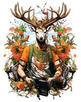 Action Deer Hunting Man artistic journey through the great Vector illustration Background photo