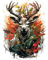 Action Deer Hunting Man artistic journey through the great Vector illustration Background photo