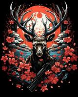 Action Deer Hunting Man artistic journey through the great Vector illustration Background photo