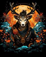 Action Deer Hunting Man artistic journey through the great Vector illustration Background photo